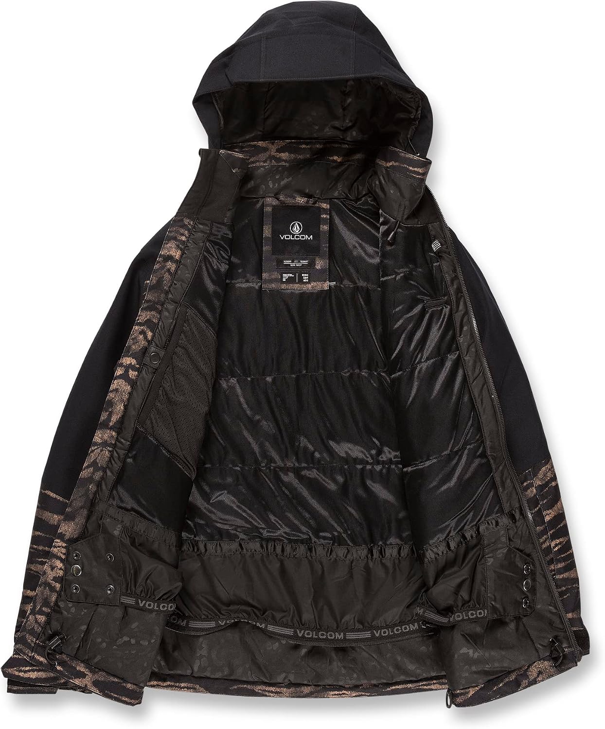 Volcom womens Shelter 3d Stretch Insulated Snowboard Ski Winter Hooded Jacket Tiger Print S3