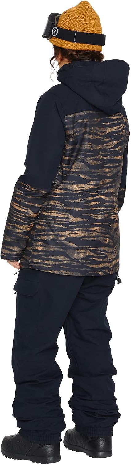 Volcom womens Shelter 3d Stretch Insulated Snowboard Ski Winter Hooded Jacket Tiger Print S3