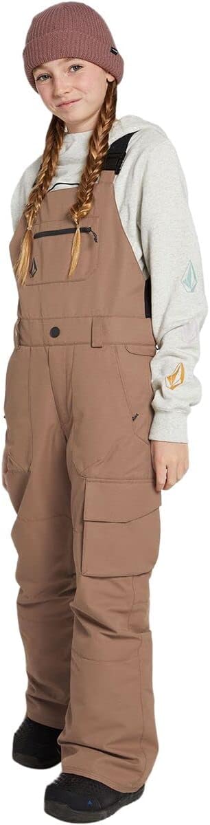 Volcom Boys' Youth Barkley Bib Overall Snowboard Pant Coffee