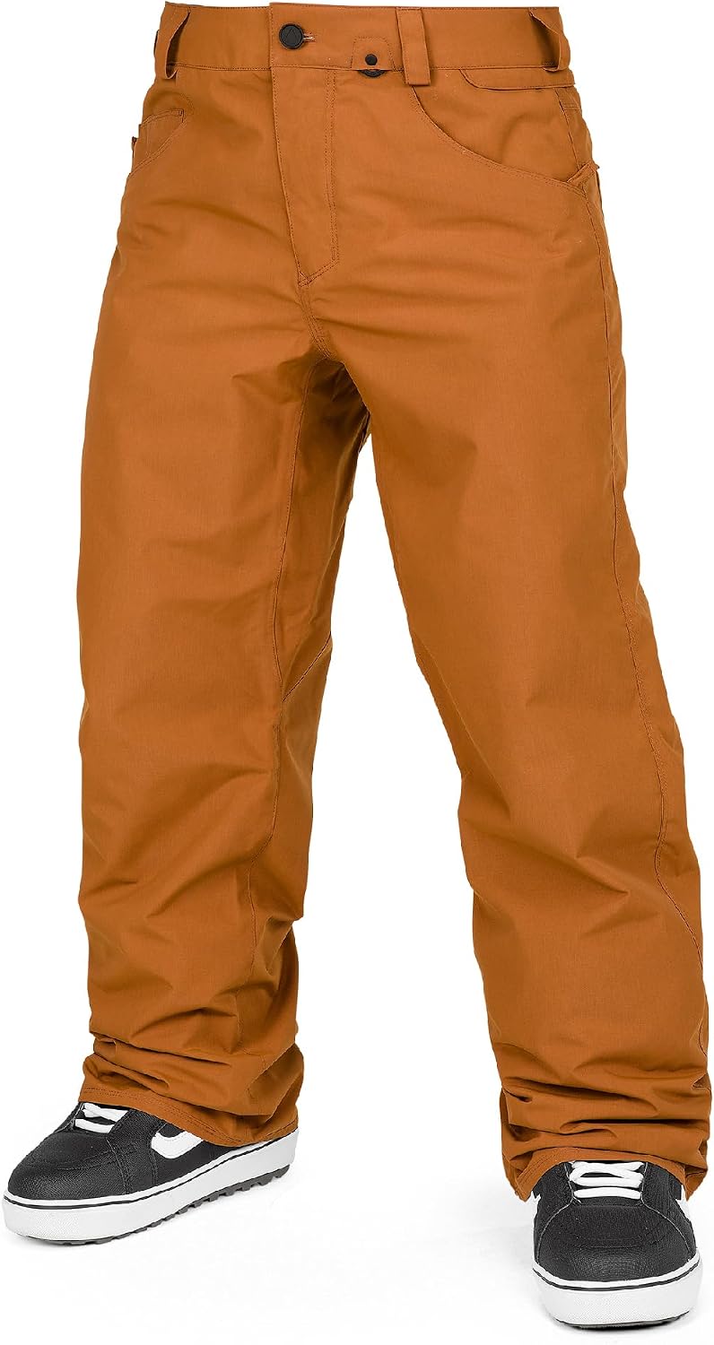 Volcom Men's 5-pocket Snowboard Pant, 10k Waterproof Ski Snow Pants, Sealed Seams Caramel S5