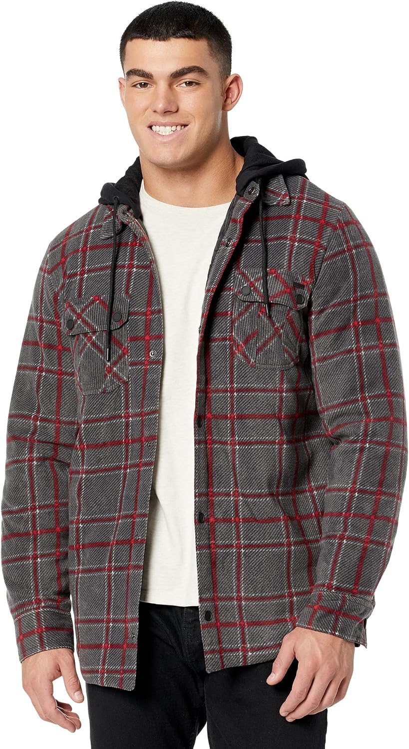 Volcom Men's Field Insulated Flannel Black Plaid S3