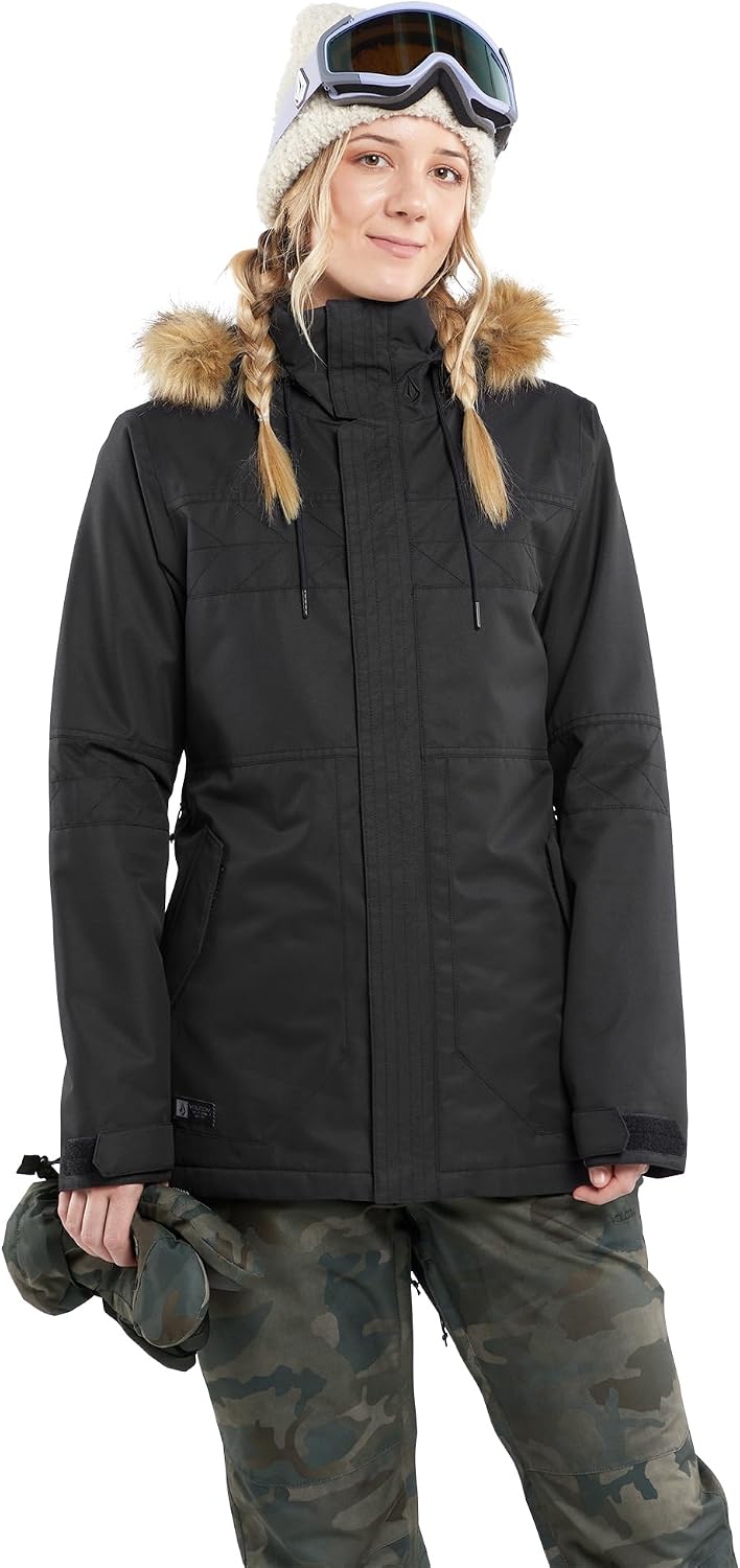 Volcom Women's Fawn Insulated Snowboard Ski Winter Hooded Jacket Black S4
