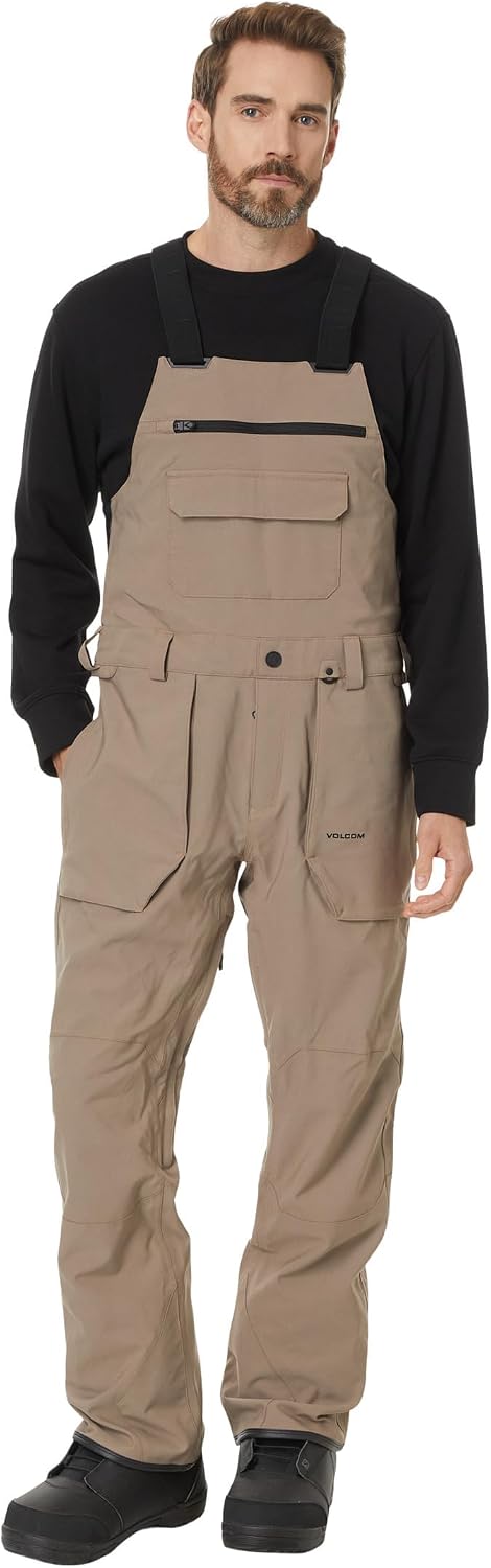 Volcom Men's Roan Bib Overall Snowboard Pant – 15k Waterproof 2-layer Repreve® Fibers Chestnut Brown