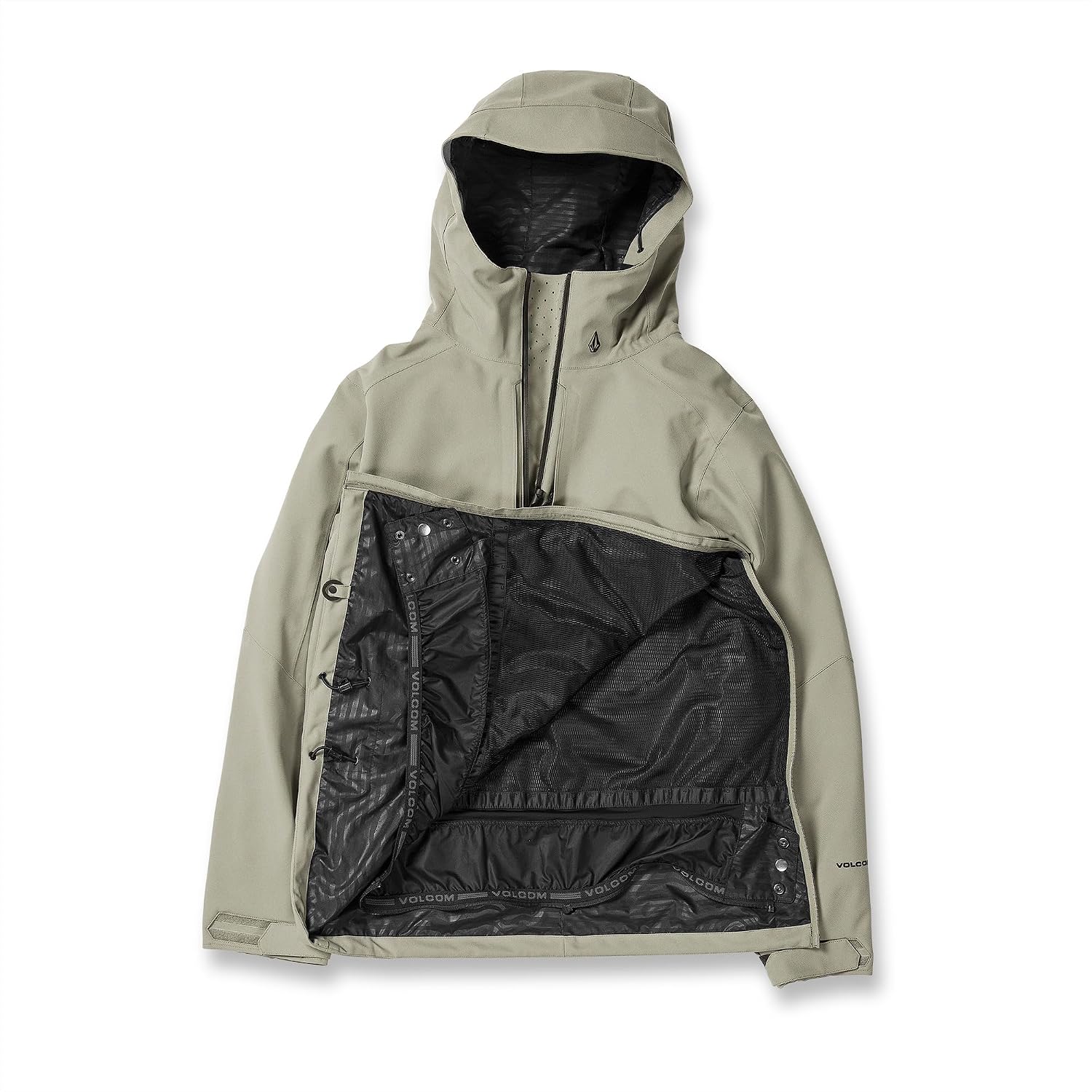 Volcom Men's Brighton Pullover Anarok Hooded Snowboard Jacket Light Military