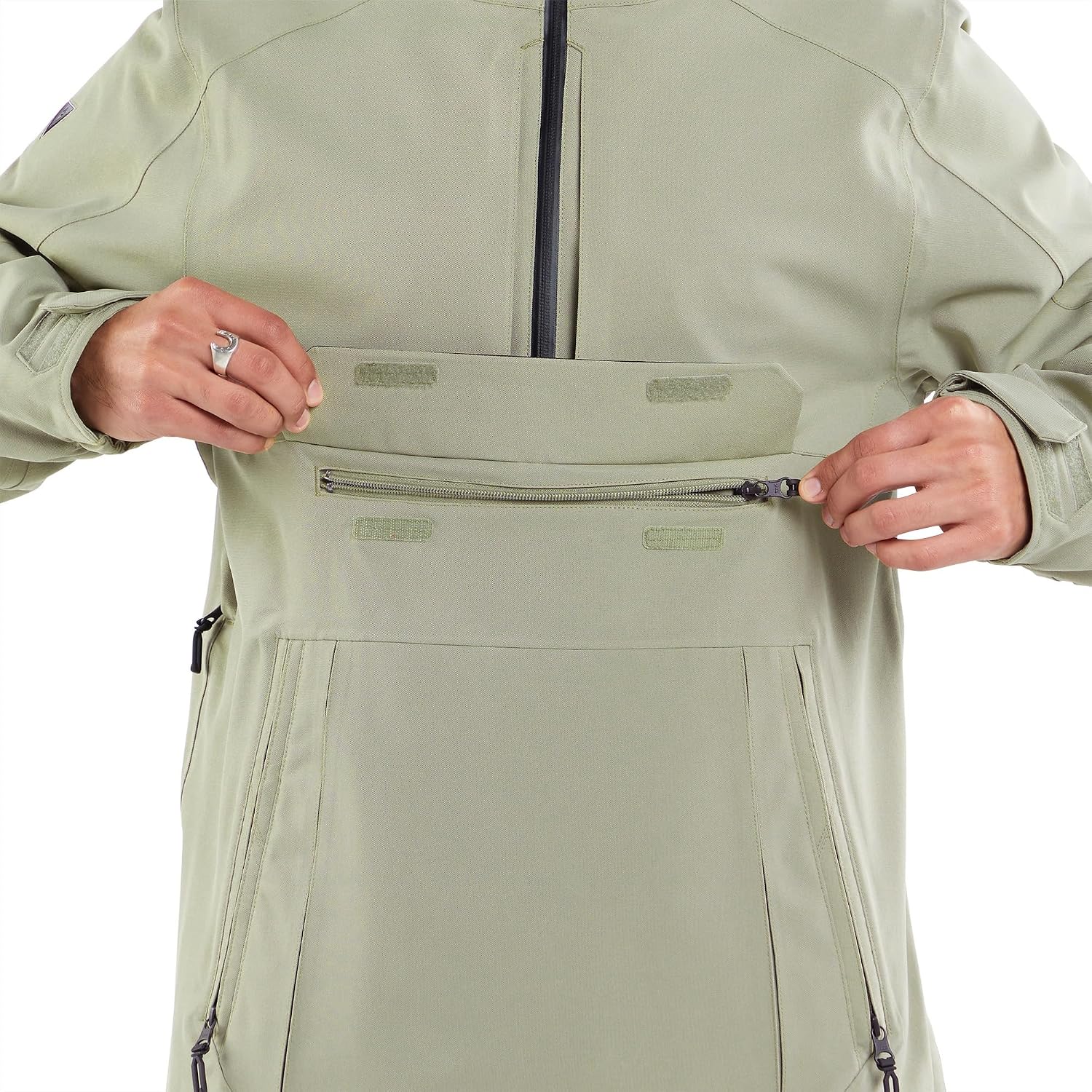 Volcom Men's Brighton Pullover Anarok Hooded Snowboard Jacket Light Military