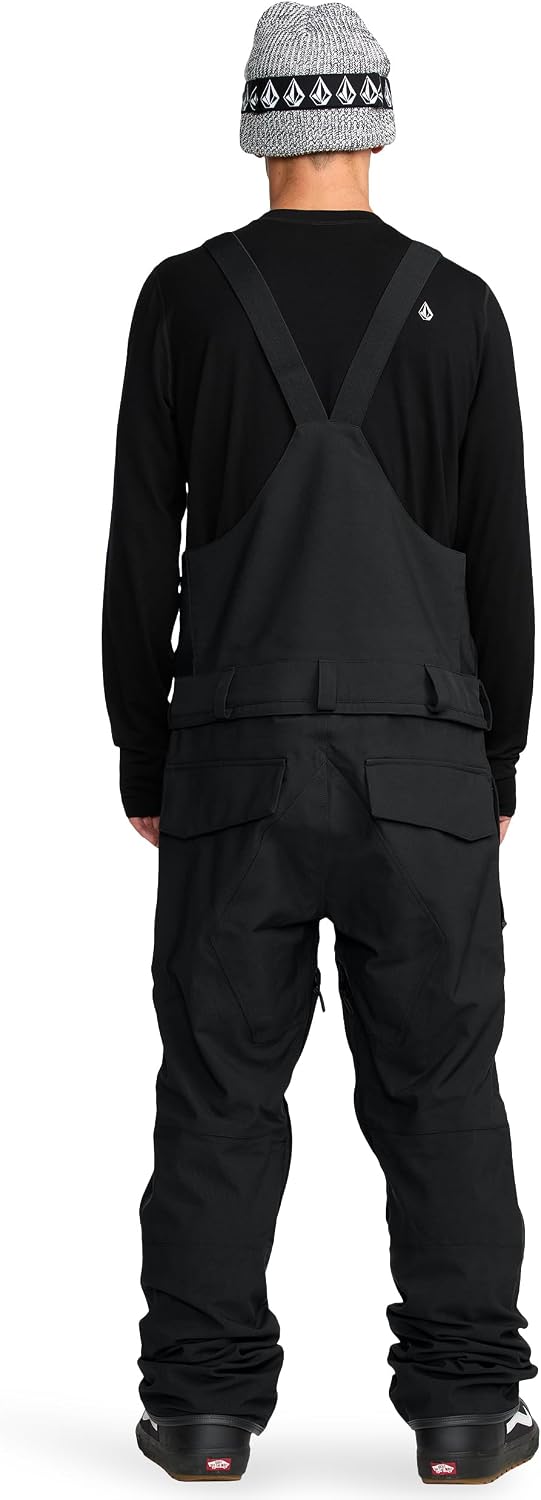 Volcom Men's Roan Bib Overall Snowboard Pant – 15k Waterproof 2-layer Repreve® Fibers Onyx