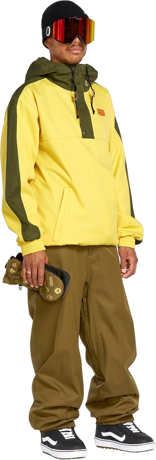 Volcom Men's Arthur Longo 20k Pullover Anarok Hooded Snowboard Jacket Dark Yellow S5
