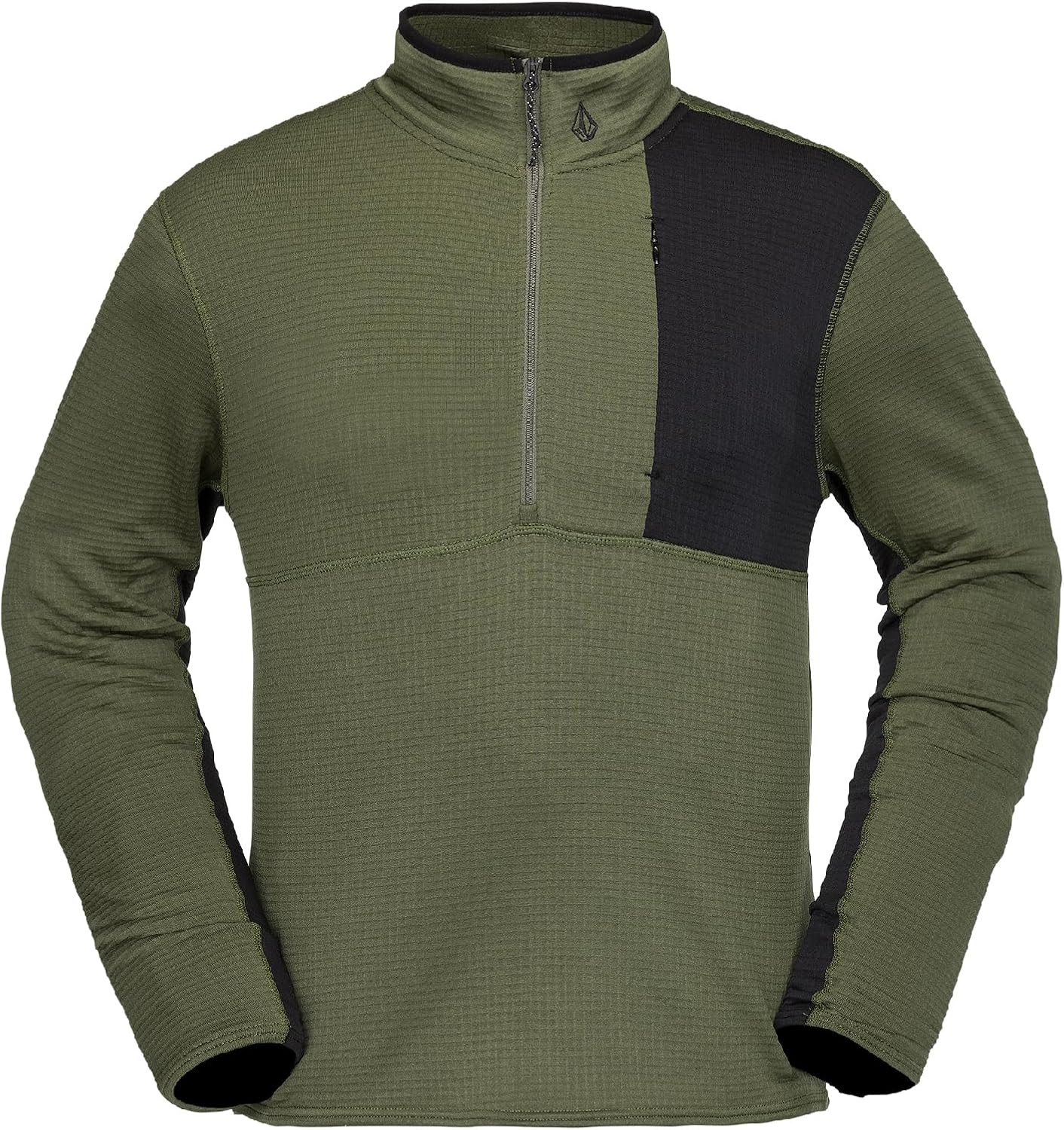 Volcom Men's Gridlock 14 Zip Mock Neck Snowboard Base Layer Fleece Sweatshirt Ivy S5
